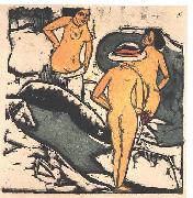 Bathing women between white rocks Ernst Ludwig Kirchner